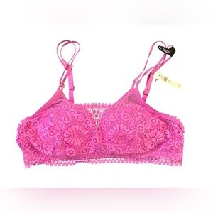 Aerie Real Power Wireless push up‎ bra Joy lace Hot Pink 34A NWT romantic fairy